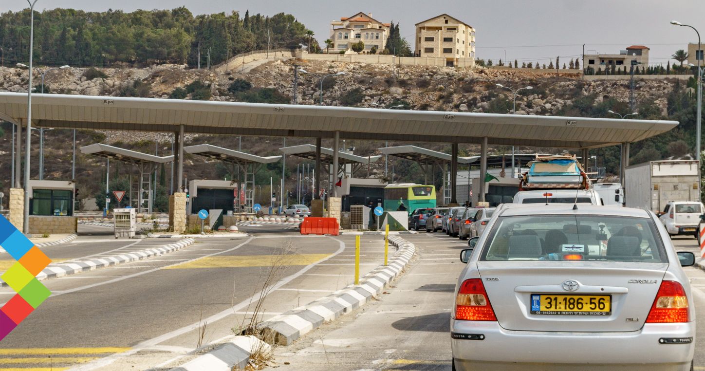 Security control point of the Israel Defense Forces at the entrance of Ramallah, West Bank, Palestine