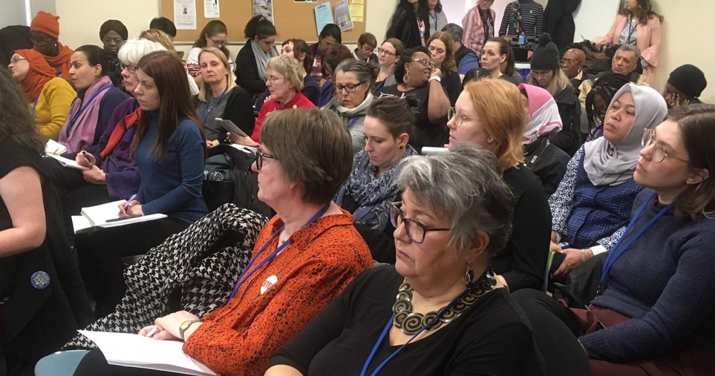 Participants to the global union federations' event at UNCSW63.