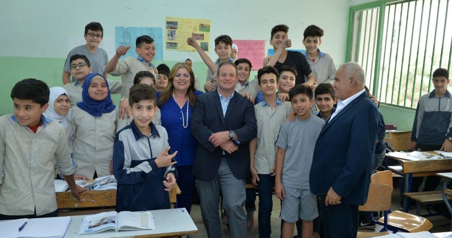 Education International's General Secretary David Edwards visiting a school in Lebanon.