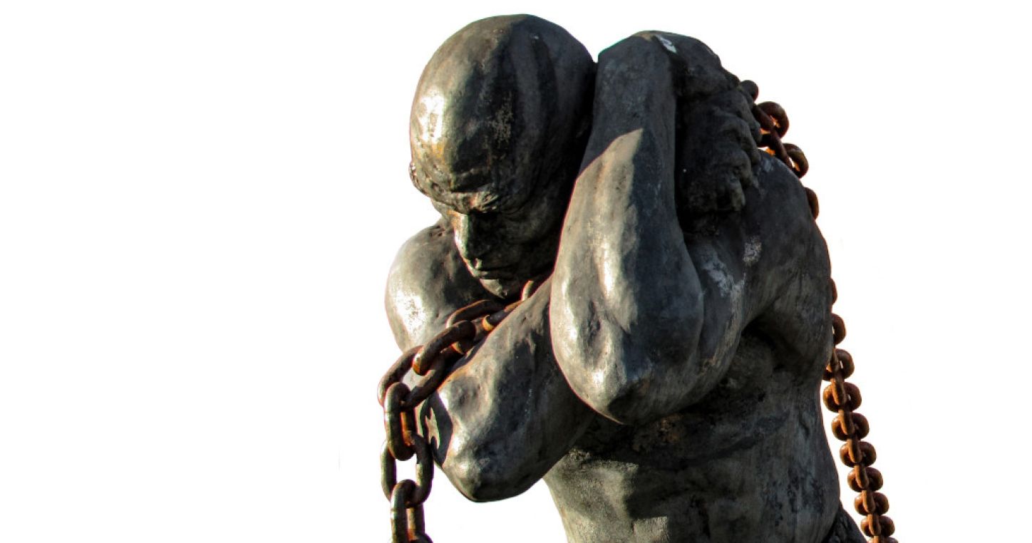 Statue of a Slave Carrying a Boat in Santana de Parnaíba, São Paulo, Brazil.